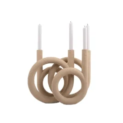 PRESENT TIME Kandelaar Rings - Polyresin - Zandbruin - 38x14,5x30cm -Meubelwinkel 01792d99b733459a8d045f9702db3b5d