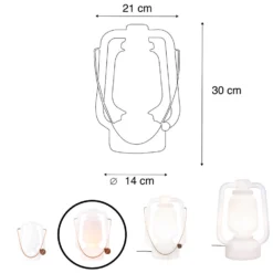 QAZQA Tafellamp Oplaadbaar 30 Cm IP44 Wit - Storm Small -Meubelwinkel 1000014991 0102