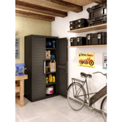 Keter Detroit XL Hoge Kast - 4 Planken - 89x54x182cm - Zwart -Meubelwinkel 1000031553 0102