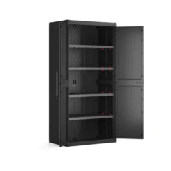 Keter Detroit XL Hoge Kast - 4 Planken - 89x54x182cm - Zwart -Meubelwinkel 1000031553 0103