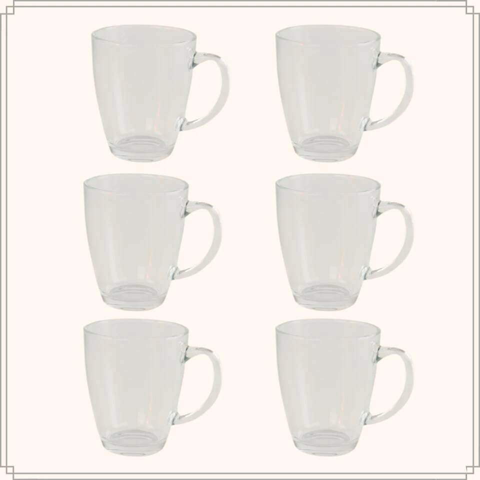 OTIX Theeglazen Met Oor 6 Stuks 350 Ml Groot Formaat Transparant Glas 2 OTIX Theeglazen Met Oor 6 Stuks 350 Ml Groot Formaat Transparant Glas - Afbeelding 2