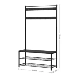 ACAZA XL Garderoberek Met Schoenenbank, Kapstok En Schoenenrek, 11 Haken, Zwart 6 ACAZA XL Garderoberek Met Schoenenbank, Kapstok En Schoenenrek, 11 Haken, Zwart -Meubelwinkel 1000034356 0102