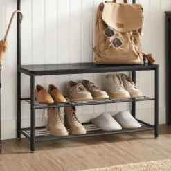 ACAZA XL Garderoberek Met Schoenenbank, Kapstok En Schoenenrek, 11 Haken, Zwart 7 ACAZA XL Garderoberek Met Schoenenbank, Kapstok En Schoenenrek, 11 Haken, Zwart -Meubelwinkel 1000034356 0103