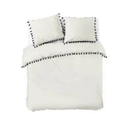 Dindi Home - Dekbedovertrek Fleeky Fringes - 240x220 Cm - Wit