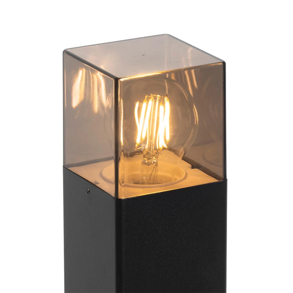 QAZQA Staande Buitenlamp Zwart 50 Cm IP44 Met Smoke Glass - Denmark 2 QAZQA Staande Buitenlamp Zwart 50 Cm IP44 Met Smoke Glass - Denmark - Afbeelding 2
