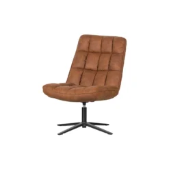 WOOOD Dirkje Draaifauteuil - Leerlook - Cognac - 101x70x85 7 WOOOD Dirkje Draaifauteuil - Leerlook - Cognac - 101x70x85 -Meubelwinkel 1000052487 0103