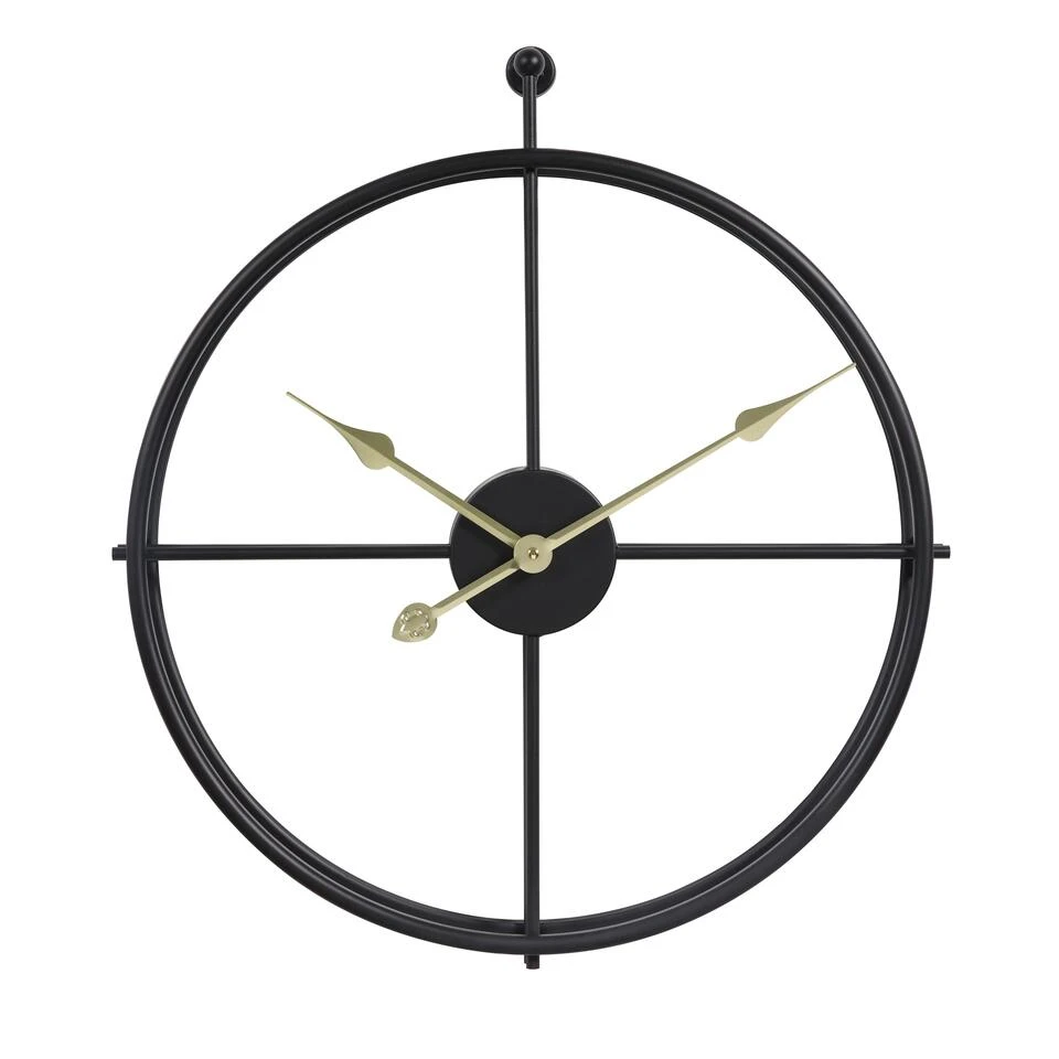 LW Collection Wandklok Alberto Zwart Met Gouden Wijzers 42cm 1 LW Collection Wandklok Alberto Zwart Met Gouden Wijzers 42cm