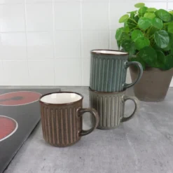 OTIX Koffiekopjes Met Oor Set Van 4 Aardewerk 200 Ml MOSS -Meubelwinkel 1000068767 0110