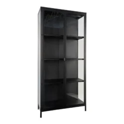 Giga Meubel Vitrinekast Metaal Zwart - 35x80x175cm - Kast Brisbane -Meubelwinkel 1000069365 0102