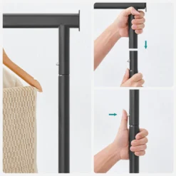 O'DADDY® Kledingrek Op 4 Grote Wielen - Tot 130 Kg Stabiel - Zwart -Meubelwinkel 1000074129 0102