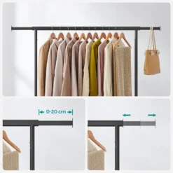 O'DADDY® Kledingrek Op 4 Grote Wielen - Tot 130 Kg Stabiel - Zwart -Meubelwinkel 1000074129 0103