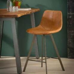 Barstoel Jill Kuip - Lederlook - Bruin -Meubelwinkel 1000076859 0102