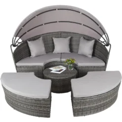 Tectake - Aluminium Wicker Ligbed - Grijs 6 Tectake - Aluminium Wicker Ligbed - Grijs -Meubelwinkel 1000077836 0102