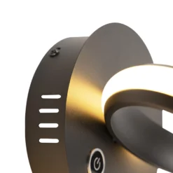 QAZQA Design Wandlamp Zwart 3-stap Touchdimmer Incl. LED - Twisted 7 QAZQA Design Wandlamp Zwart 3-stap Touchdimmer Incl. LED - Twisted -Meubelwinkel 1000078853 0103