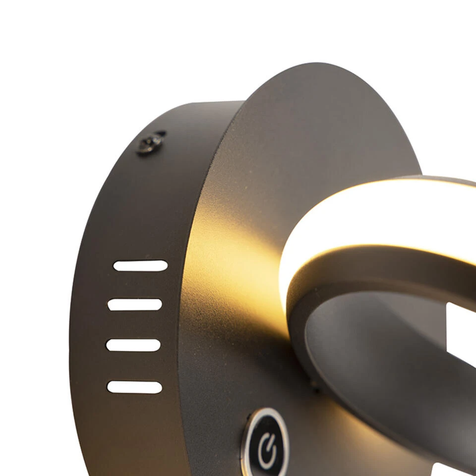 QAZQA Design Wandlamp Zwart 3-stap Touchdimmer Incl. LED - Twisted 4 QAZQA Design Wandlamp Zwart 3-stap Touchdimmer Incl. LED - Twisted - Afbeelding 4