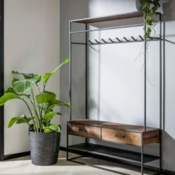 Garderobe Kapstok Brent 35x120x180cm - Hout - Grijs -Meubelwinkel 1000080538 0102