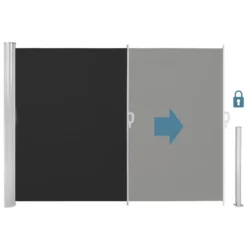Tectake - Uittrekbaar Aluminium Windscherm Tuinscherm 200 X 300 Cm Zwart -Meubelwinkel 1000082547 0102