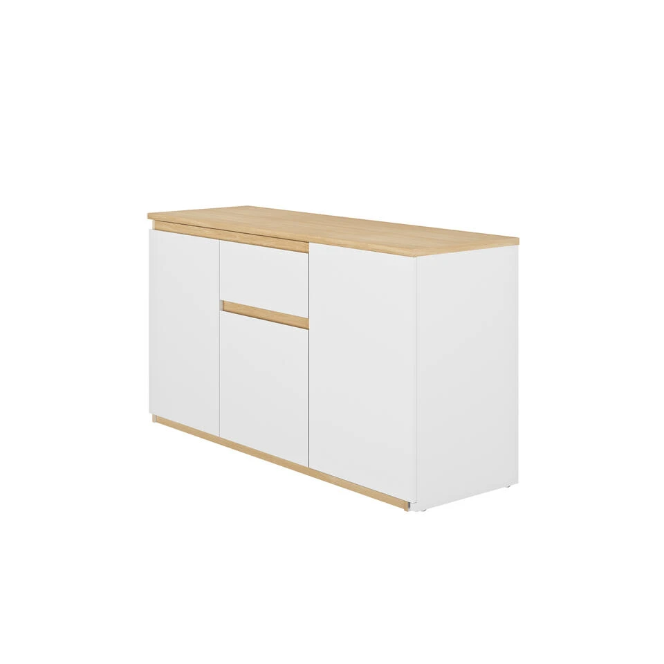 Diagone Draaibaar Bureau Gibril - Kast En Bureau In 1 - Wit/Eikenkleur 2 Diagone Draaibaar Bureau Gibril - Kast En Bureau In 1 - Wit/Eikenkleur - Afbeelding 2