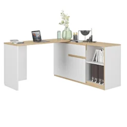 Diagone Draaibaar Bureau Gibril - Kast En Bureau In 1 - Wit/Eikenkleur 6 Diagone Draaibaar Bureau Gibril - Kast En Bureau In 1 - Wit/Eikenkleur -Meubelwinkel 1000087351 0102