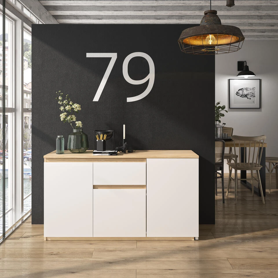 Diagone Draaibaar Bureau Gibril - Kast En Bureau In 1 - Wit/Eikenkleur 4 Diagone Draaibaar Bureau Gibril - Kast En Bureau In 1 - Wit/Eikenkleur - Afbeelding 4