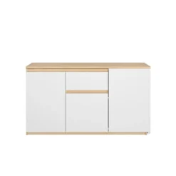 Meubelwinkel 9 Diagone Draaibaar Bureau Gibril - Kast En Bureau In 1 - Wit/Eikenkleur