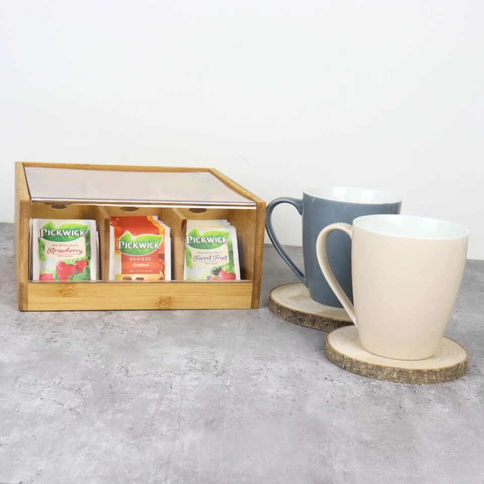 Orange85 Theedoos 6 Vaks Bamboe 20,5x22x10 Cm Kunststof 2 Orange85 Theedoos 6 Vaks Bamboe 20,5x22x10 Cm Kunststof - Afbeelding 2