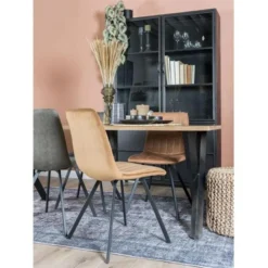 Romy Vitrinekast Industrieel Zwart - 35x120x200 Cm -Meubelwinkel 1000094246 0103