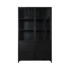 Romy Vitrinekast Industrieel Zwart - 35x120x200 Cm