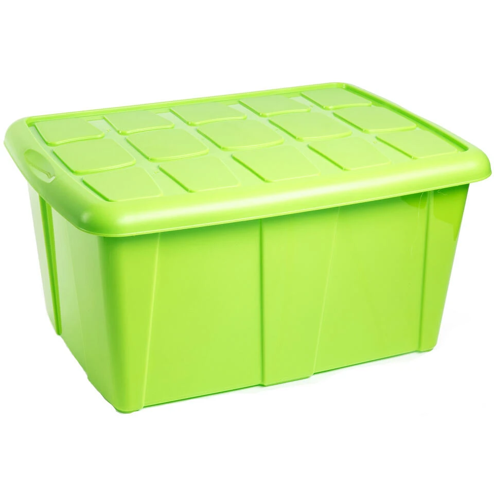 Plasticforte Opbergbox Met Deksel - Limegroen - 60L - Kunststof 1 Plasticforte Opbergbox Met Deksel - Limegroen - 60L - Kunststof