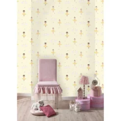 Dutch Wallcoverings - Make Believe Ballerina Geel/roze - 0,53x10,05m -Meubelwinkel 1277556200 0102