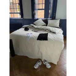 Dindi Home Dekbedovertrek Fleeky Fringes Effen - Wit - 140x200/220 Cm -Meubelwinkel 31106100 9051