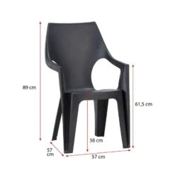 Keter - Stapelstoel Dante Hoge Rug - Donkergrijs - 89x57x57 Cm -Meubelwinkel 50100437 9601