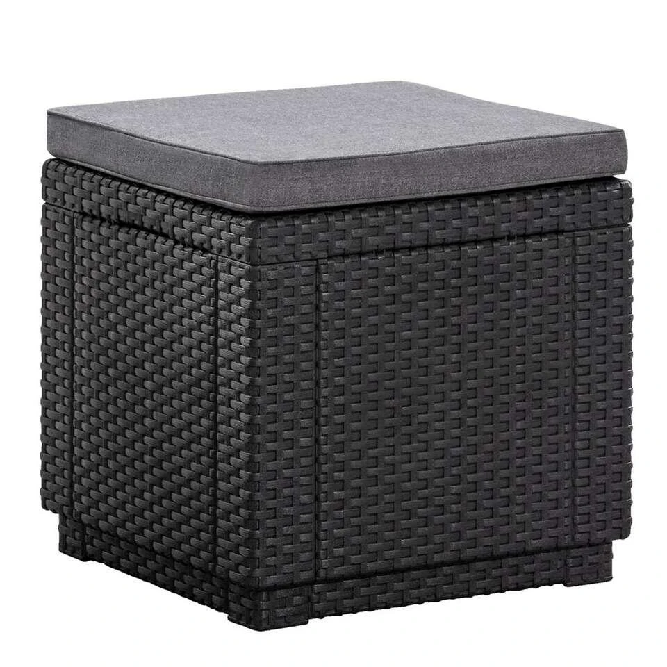 Keter Allibert Hocker/voetenbankje Cube Incl. Kussen - Grijs - 39x42x42 Cm 1 Keter Allibert Hocker/voetenbankje Cube Incl. Kussen - Grijs - 39x42x42 Cm
