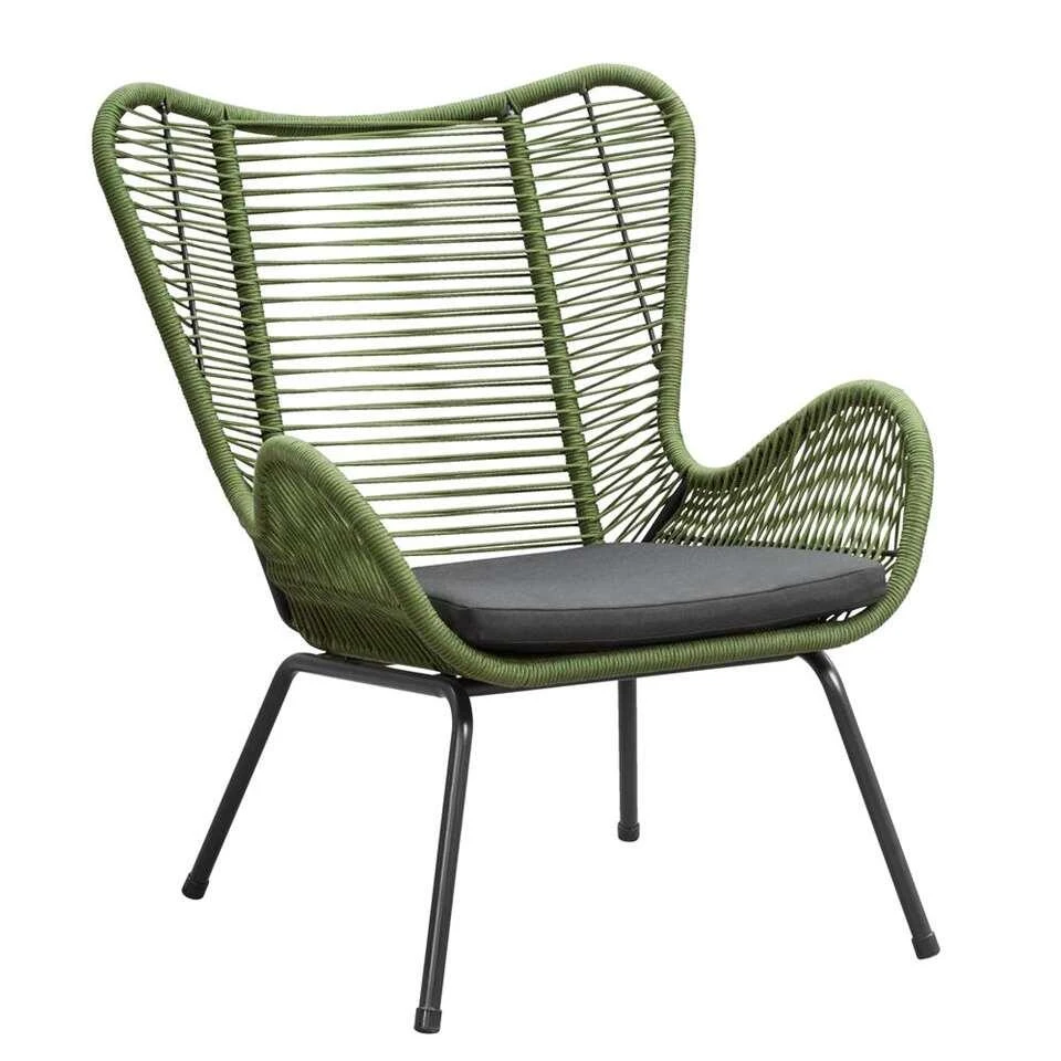 Loungefauteuil Monaco - Groen - Incl. Kussen 1 Loungefauteuil Monaco - Groen - Incl. Kussen