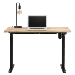 Bureau Homeworx Zit/sta Elektrisch Verstelbaar – Mangohout/zwart - 75/118x120x70 Cm -Meubelwinkel 90103619 0140