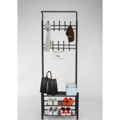O'DADDY® Kapstok Staand - Schoenenrek - 18 Haken - 66x30x190cm - Zwart -Meubelwinkel db877b99e4f5496b8b5226bbb727ea20